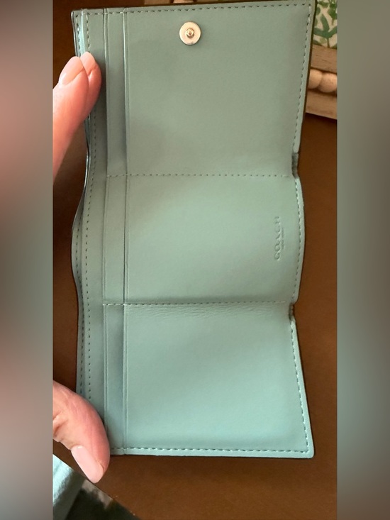 Coach Pebbled Leather Small Wallet in Light Blue - Picture 5 of 14